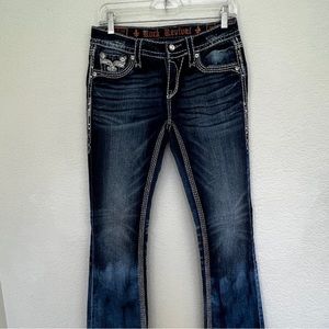Rock Revival Kai Boot Jeans Women's Size 28 Blue Rhinestone Low Rise Denim